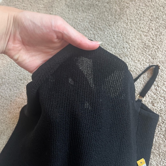 Womens Dissh Asher Black Knit Maxi Dress Slit Size Medium Scoop Neck - Picture 6 of 9